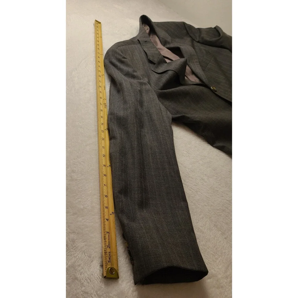 Mens‎ Charcoal Grey Pinstripe 2 Piece Suit Blazer and Pleated Trousers Set